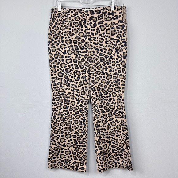 LOFT Pants - LOFT Leopard Print Pants Womens Size 8 Beige Black Side Zip Straight Leg Ankle